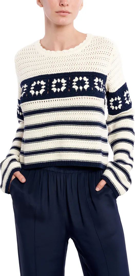 La Ligne Stripe Pointelle Cotton Sweater | Nordstrom | Nordstrom