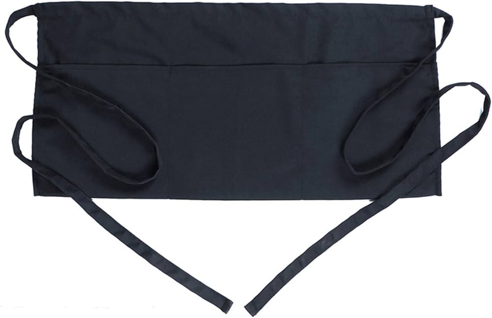 BOHARERS Waist Apron with 3 Pockets - Black Waitress Waiter Server Short Aprons | Amazon (US)