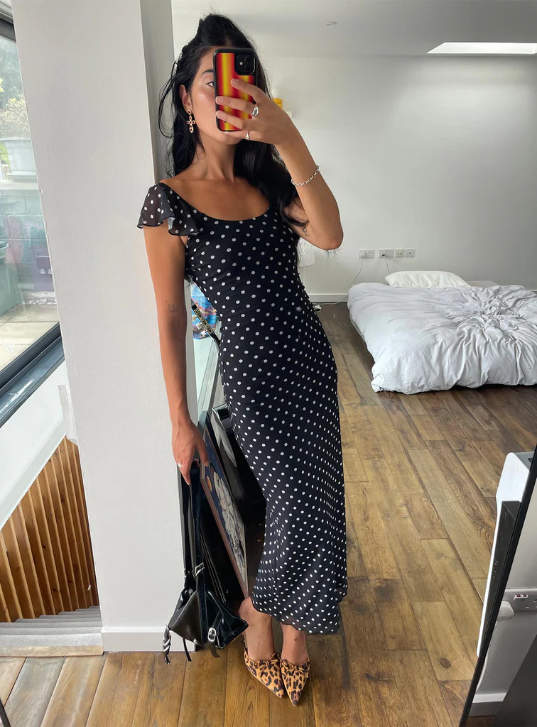 Sandberg Maxi Dress Black Polka Dot | Princess Polly US