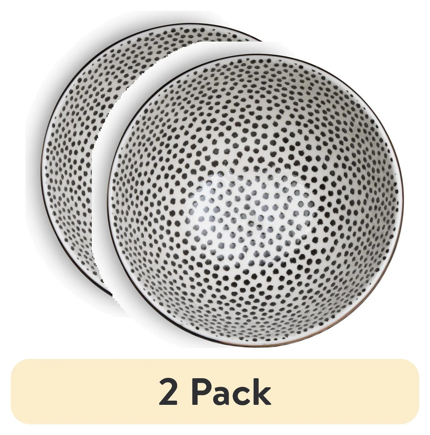 (2 pack) Thyme & Table Dot Ceramic Bowl Black and White - Walmart.com | Walmart (US)