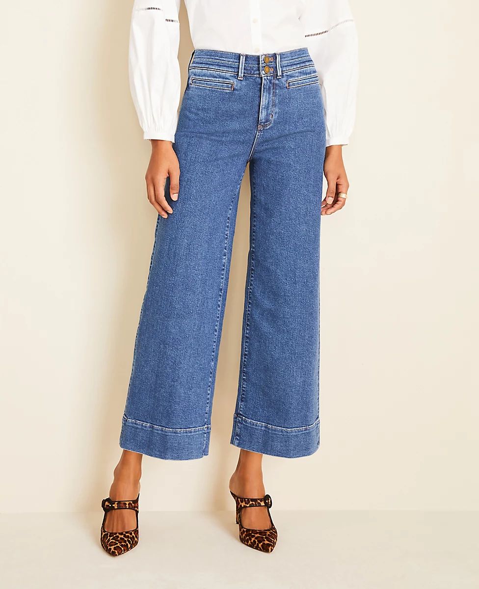 Wide Leg Crop Jeans in Bright Indigo Wash | Ann Taylor (US)