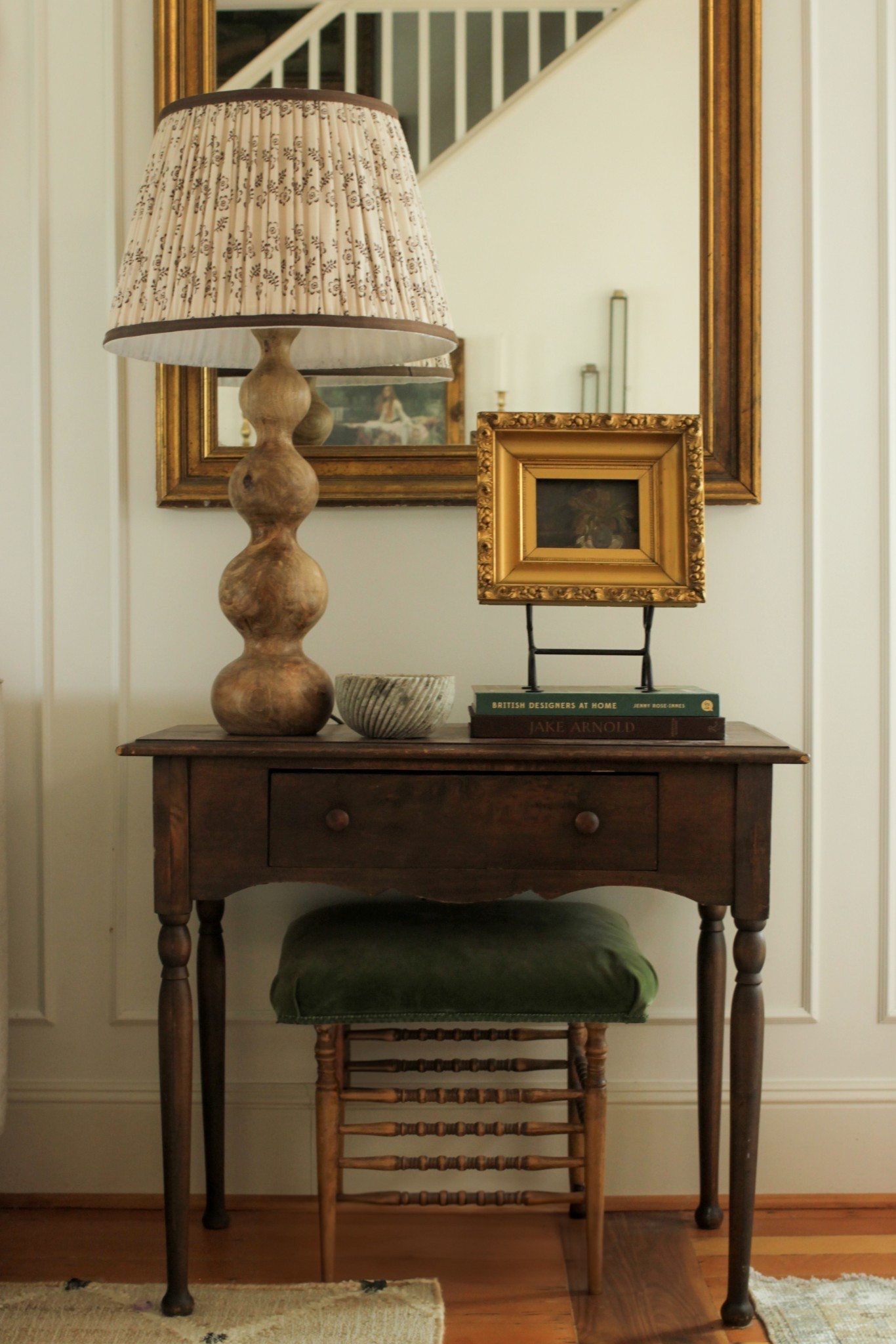 Living room vignette, styled console, styling, antique gilded frame, marble bowl, cottage style, antiques 

#LTKSeasonal #LTKHome