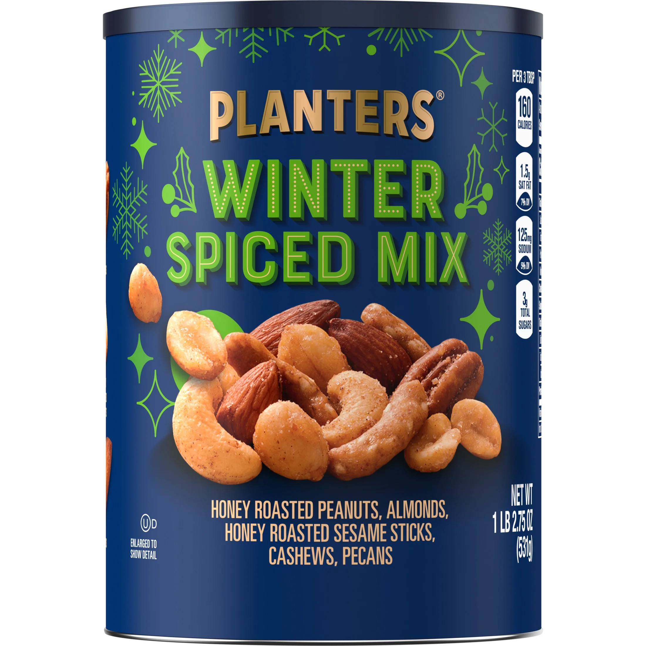 PLANTERS Winter Spiced Trail Mix Snack Mixed Nuts, Party Snacks, Plant Based Protein, 1.17 lb Can... | Walmart (US)