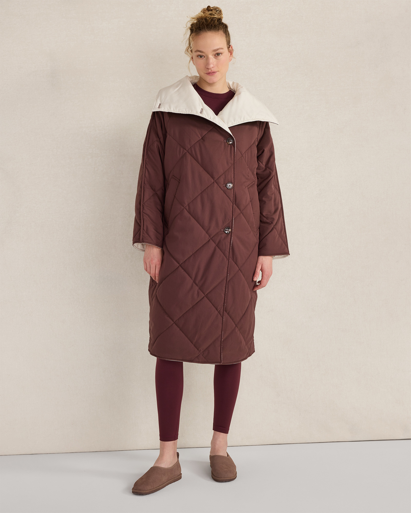 Varley Annalise Reversible Wrap Coat | Deep Mahogany | Medium | Haven Well Within