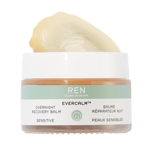REN Clean Skincare Nighttime Facial Moisturizer - Evercalm Overnight Recovery Balm for Face and Body Provides Skin Barrier Protection to Repair Rosacea, Redness and Irritation for Sensitive Skin | Amazon (US)