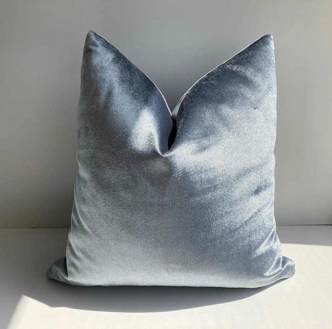 Ice Blue Iridescent Cotton Velvet Pillow Cover,pillow Cover, Blue Euro Sham Pillow Cover,decorati... | Etsy (US)