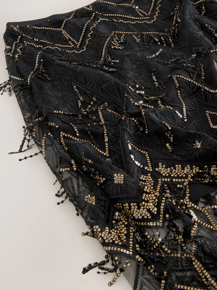 Black N. Premium Beaded Midi Skirt | Next EU