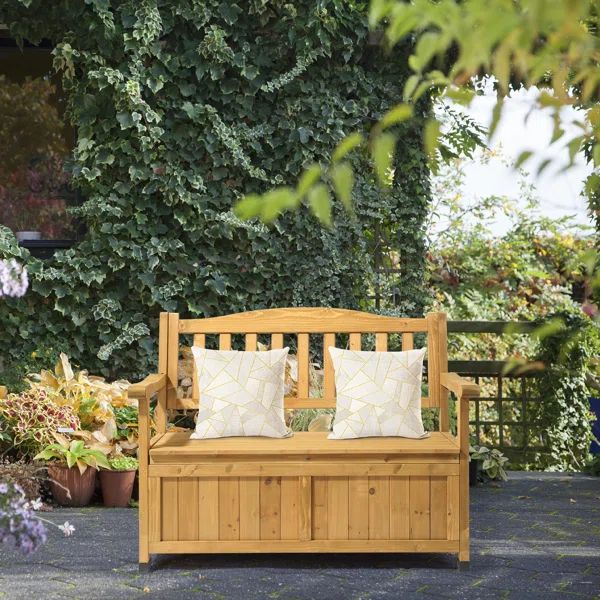 Yellow Wood Outdoor Storage Bench | Wayfair North America