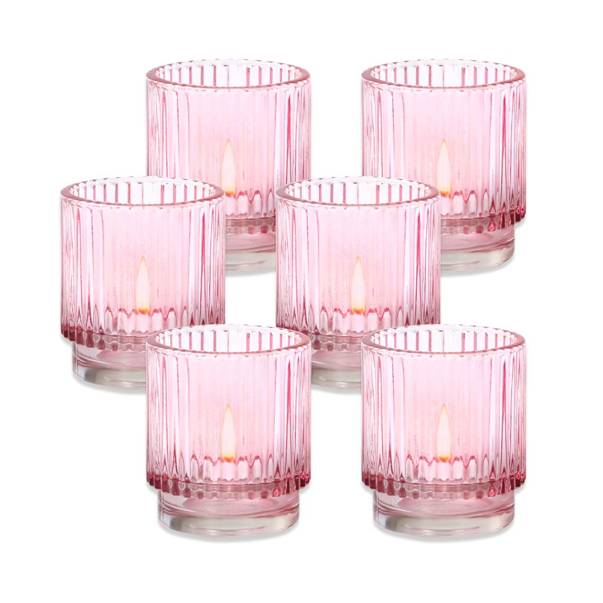 Ribbed Glass Votive Candle Holder (Set of 6) | Target