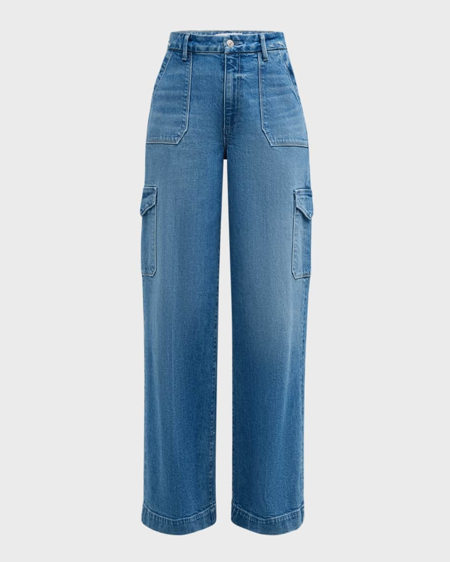 PAIGE Harper Wide-Leg Utility Jeans | Neiman Marcus