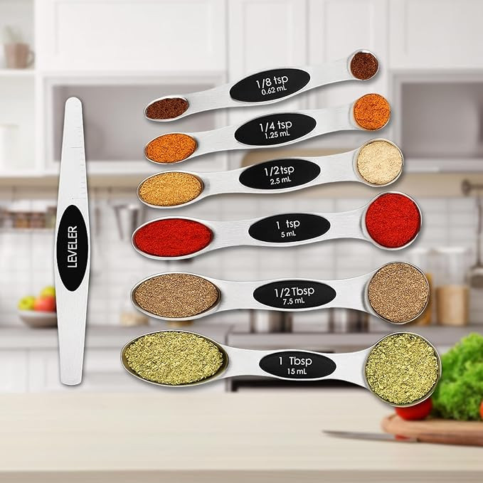 Magnetic Measuring Spoons Set with Strong N45 Magnets, Heavy Duty Stainless Steel Metal, Fits in ... | Amazon (US)