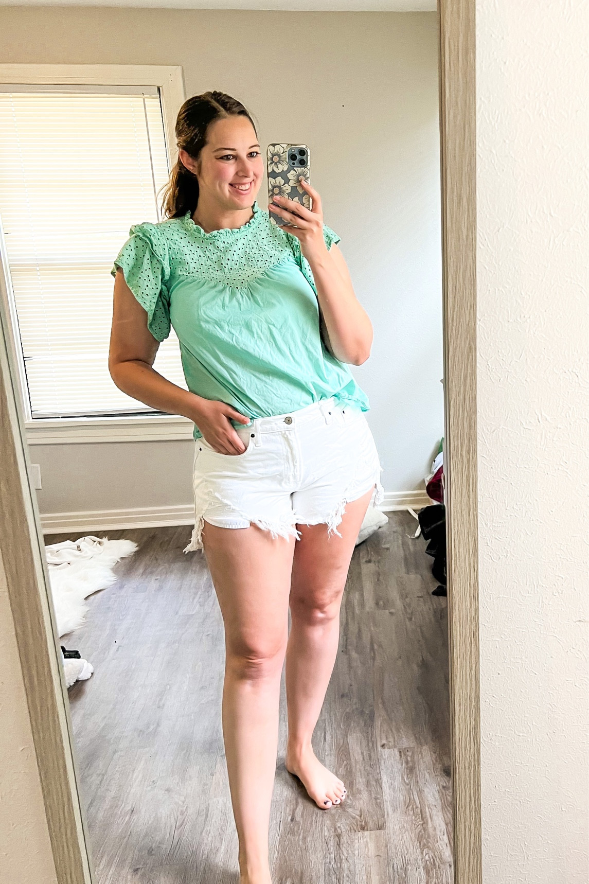 Friday 6.16.23 ootd - both older items so linking similar - target ruffle sleeve blouse and white boyfriend distressed jeans 

Midsize, midsize outfit, size 10, size 10 style, ootd, outfit inspo, summer outfit, affordable outfit, casual outfit, white shorts 

#LTKFind #LTKstyletip #LTKunder50