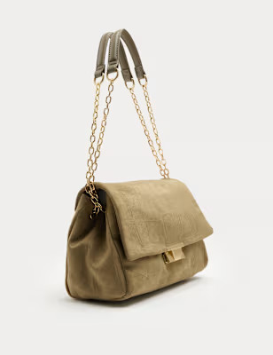 Suedette Croc Effect Double Chain Shoulder Bag | Marks and Spencer US