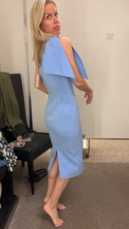 Loooved this dress for cocktail, wedding guest or a derby party! Price is $148 but feels more expensive. This came home with Gretch for an upcoming cocktail party she has! Runs tts. 

#LTKVideo #LTKparties #LTKover40