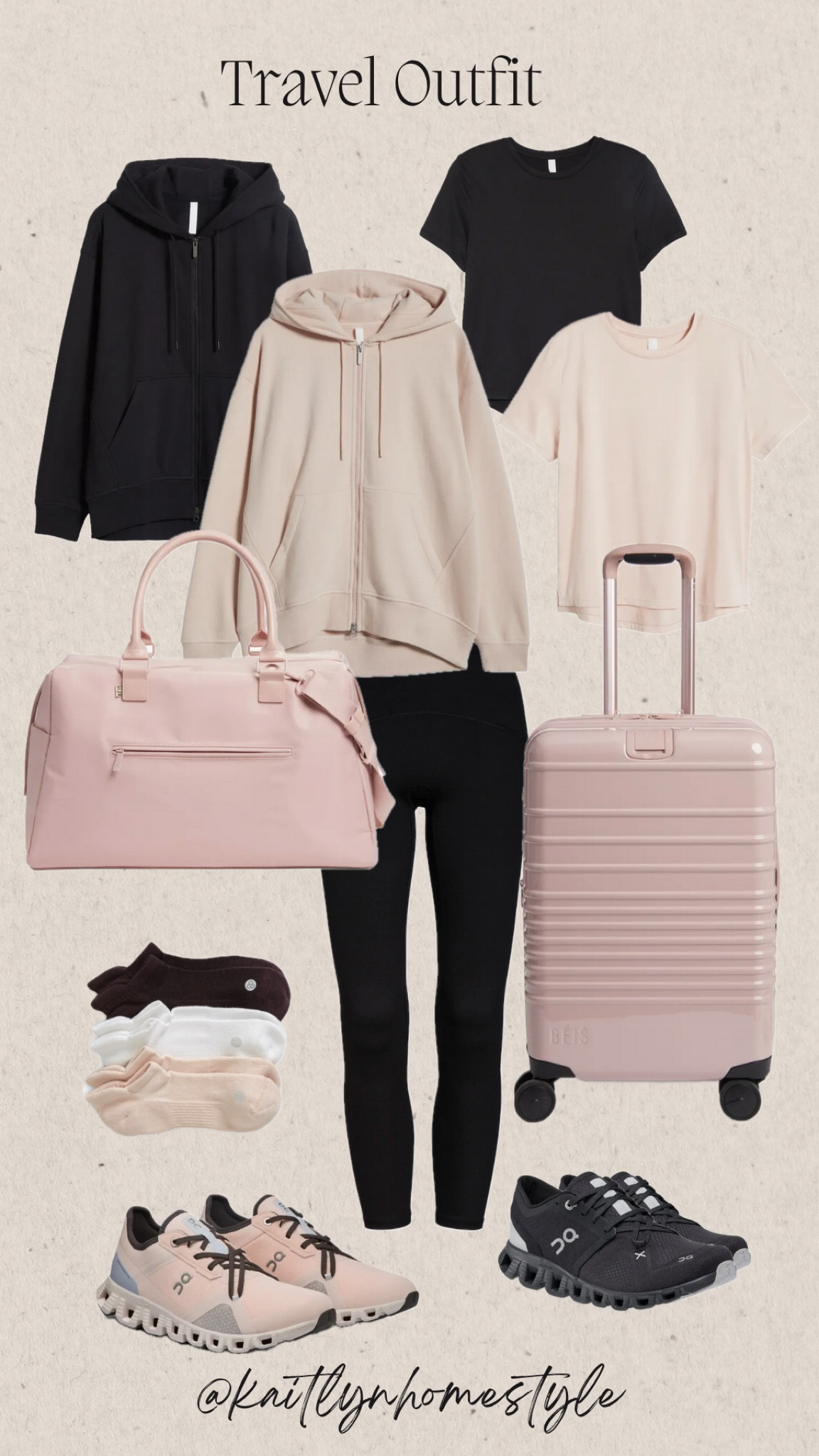 Nordstrom Anniversary Sale. Airport outfit, travel outfit. Beis suitcase carry on, duffle bag. Leggings, socks, on shoes, t shirts and hoodie  

#LTKxNSale #LTKStyleTip #LTKTravel