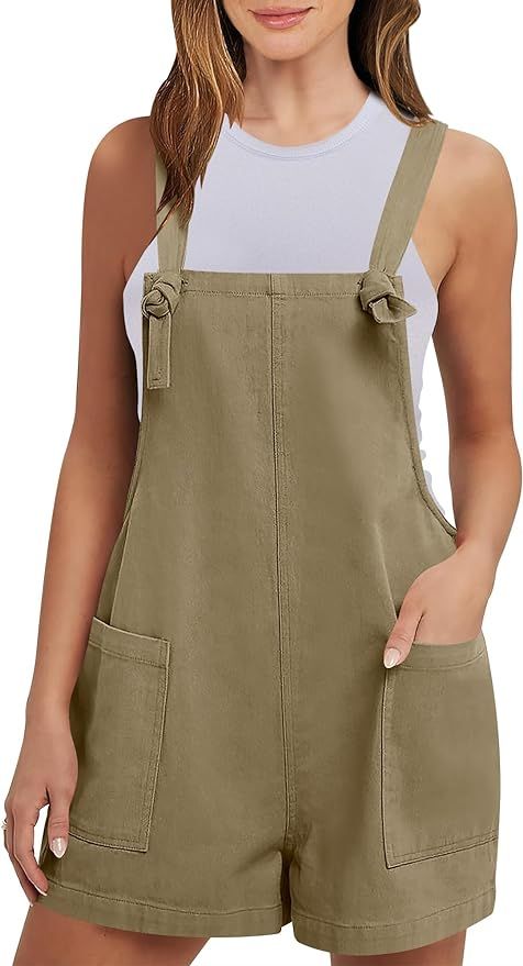 ANRABESS Women's Overalls Summer Casual Sleeveless Adjustable Straps Jumpsuit Bib Shorts Rompers ... | Amazon (US)