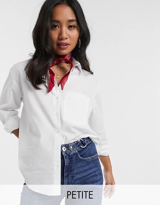 New Look Petite button through shirt in white | ASOS US