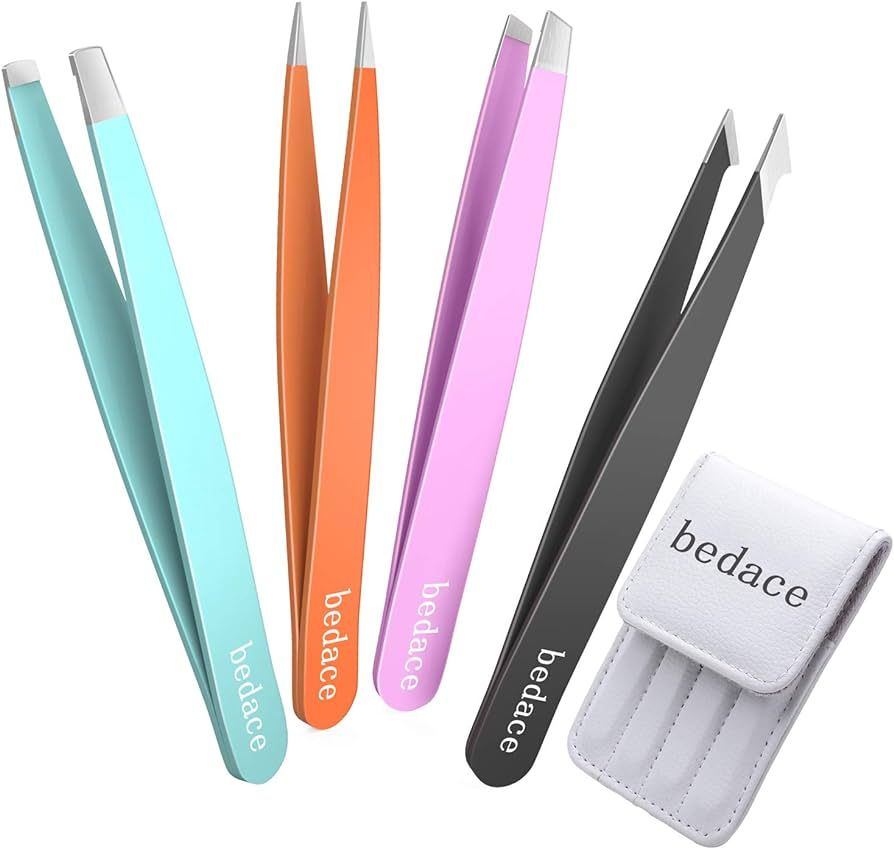 Tweezers For Women Facial Hair,bedace 4 Pack Precision Tweezers For Eyebrows,Professional Slant T... | Amazon (US)