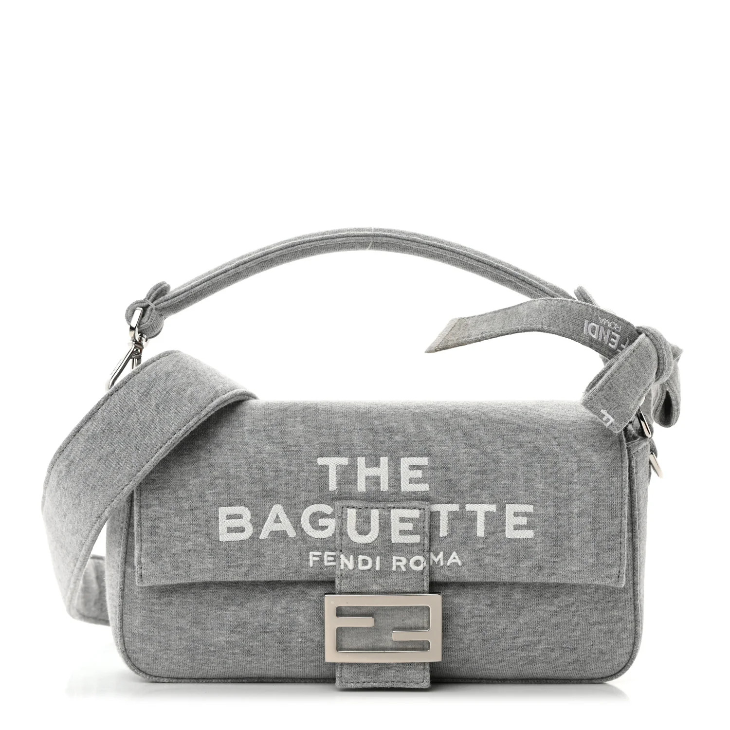 X MARC JACOBS Jersey Logo Medium Baguette Grey Ice | FASHIONPHILE (US)
