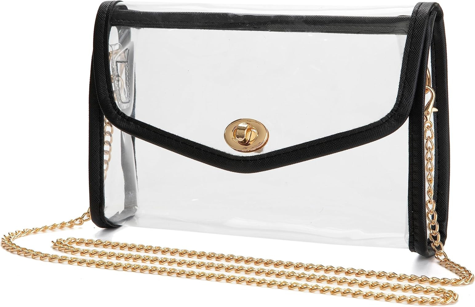 Veluckin Womens Transparent Clutch Clear PVC Purse Fashion Crossbody with Golden Chain Strap PGA ... | Amazon (US)