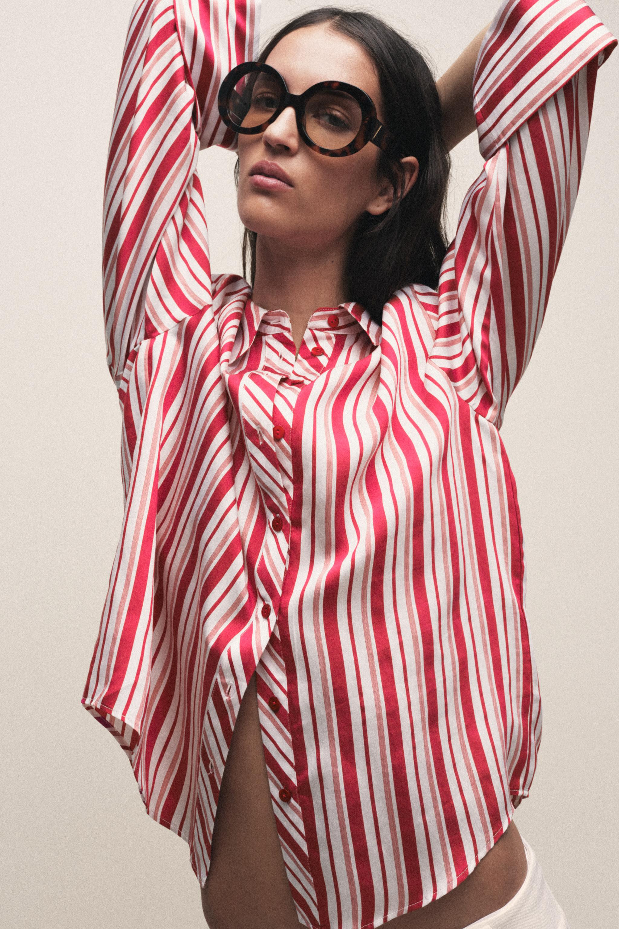 STRIPED TURN-UP SLEEVE SHIRT | Zara US