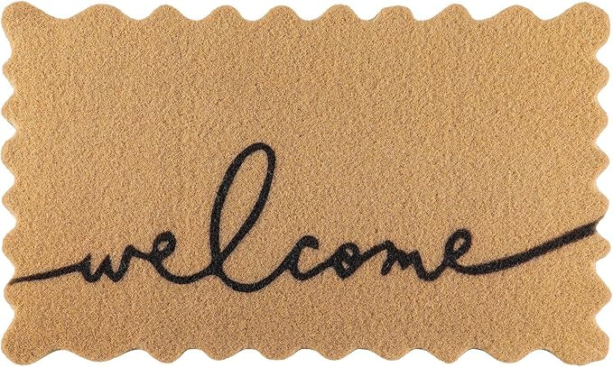Scalloped Edge Welcome Doormat Imitation Coir Home Plate Durable Dirt Trapper Welcome Mats for Ou... | Amazon (US)