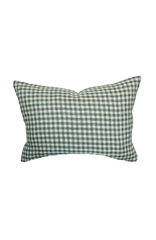 Linen & James Quincy | Sage Green Linen Gingham Pillow Cover in Vintage Sage Green at Nordstrom, Size 20X20 | Nordstrom