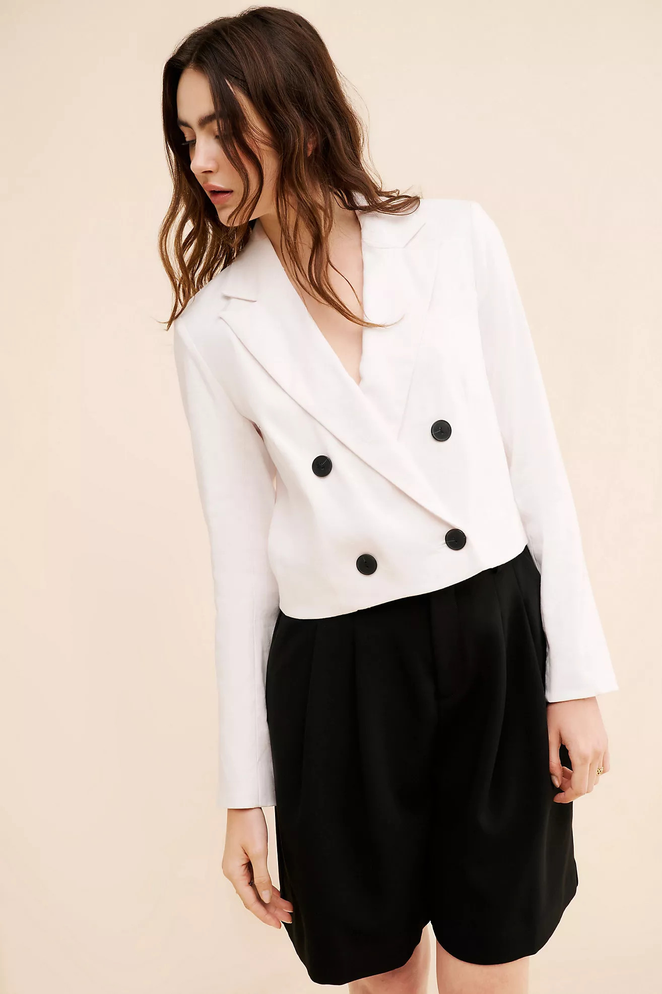 Maeve Linen Cropped Blazer | Anthropologie (US)