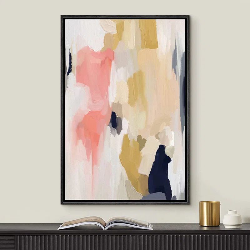 Pink Yellow Paint Stroke Collage Abstract Shapes - Painting on Canvas | Wayfair North America