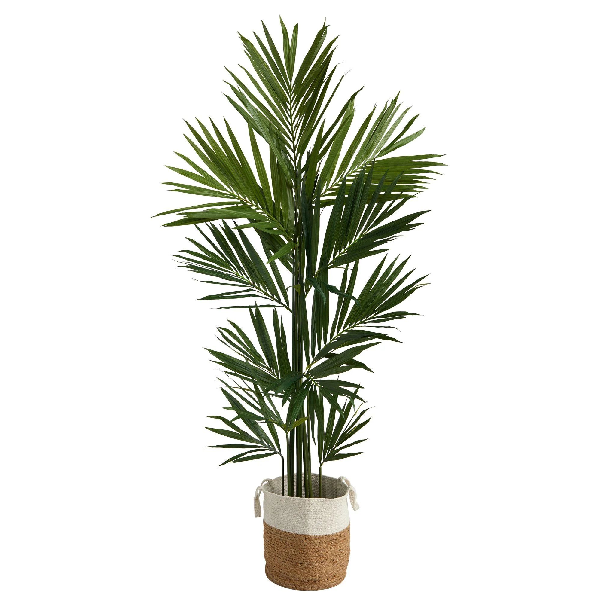 7’ Kentia Artificial Palm in Handmade Natural Jute and Cotton Planter | Nearly Natural | Nearly Natural