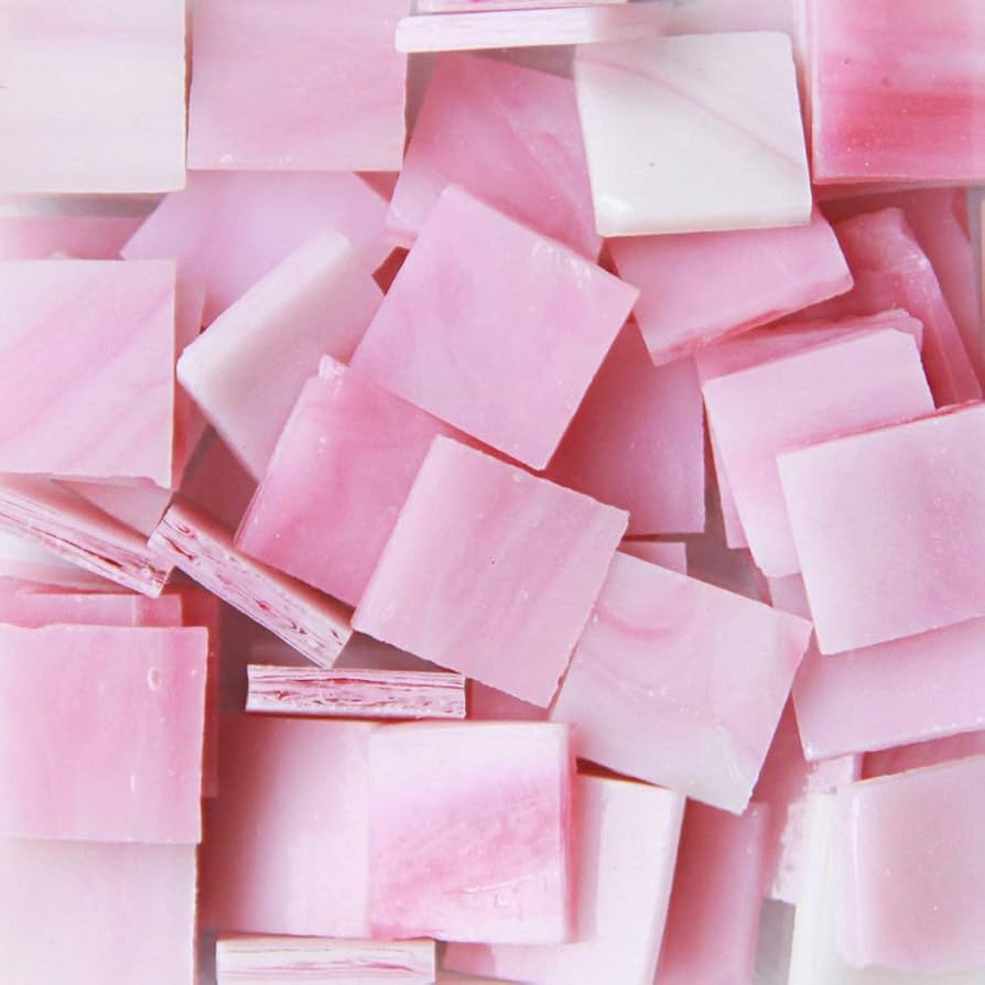 135 Pieces Cherry Powder Mosaic Tiles Glitter Crystal Mosaic Cabochons Large Piece for Home Decor... | Amazon (US)