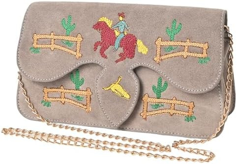 American Darling Rodeo Embroidered Suede Crossbody Bag Cowboy Gold Chain Strap | Amazon (US)