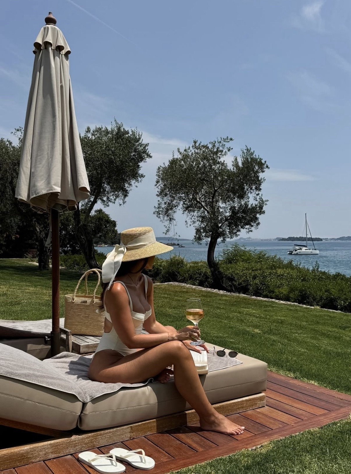 The ultimate pool outfit with a glass of rosé 🍷 all summer whites, rattan accessories 

#LTKswimwear #LTKstyletip #LTKsummer