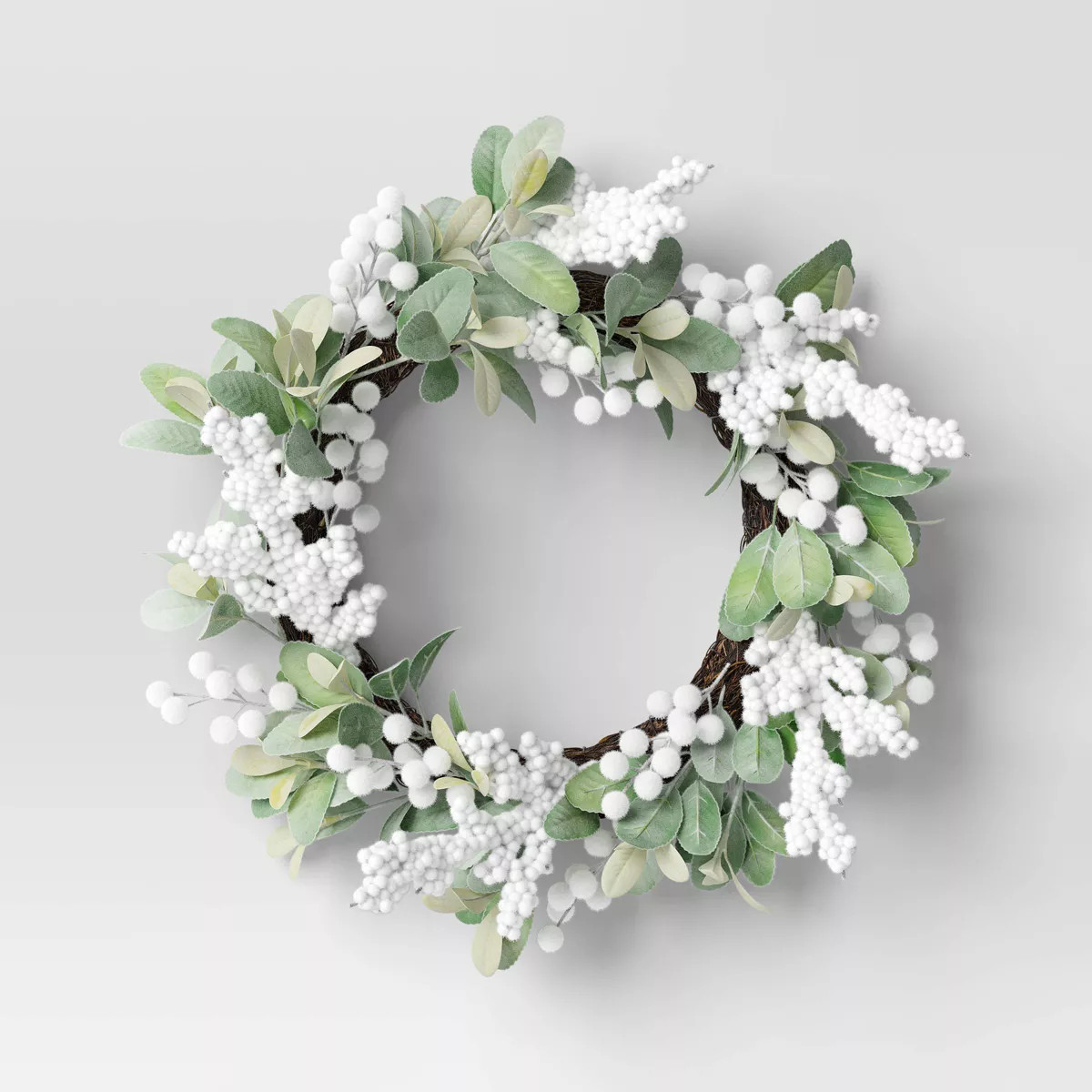 22" Christmas Unlit Lambs Ear White Berry Wreath - Wondershop™ | Target