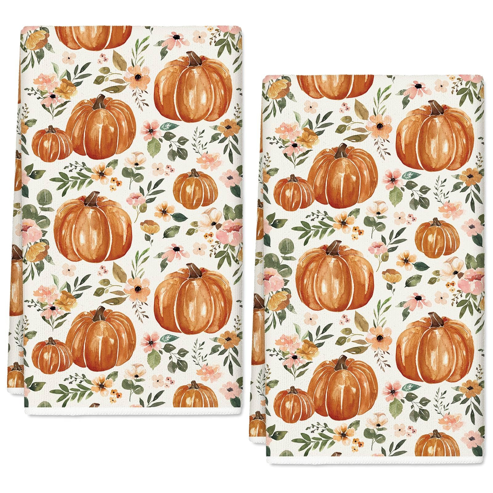 Fall Kitchen Dish Towel 18 x 28 Inch Floral Pumpkin Dishcloth Rustic Autumn Farmhouse Hand Drying... | Amazon (US)