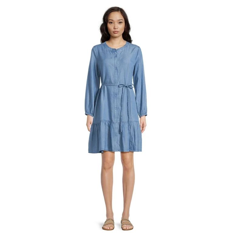 beachlunchlounge Women's Tiered Shirt Dress, Sizes XS-XXL | Walmart (US)
