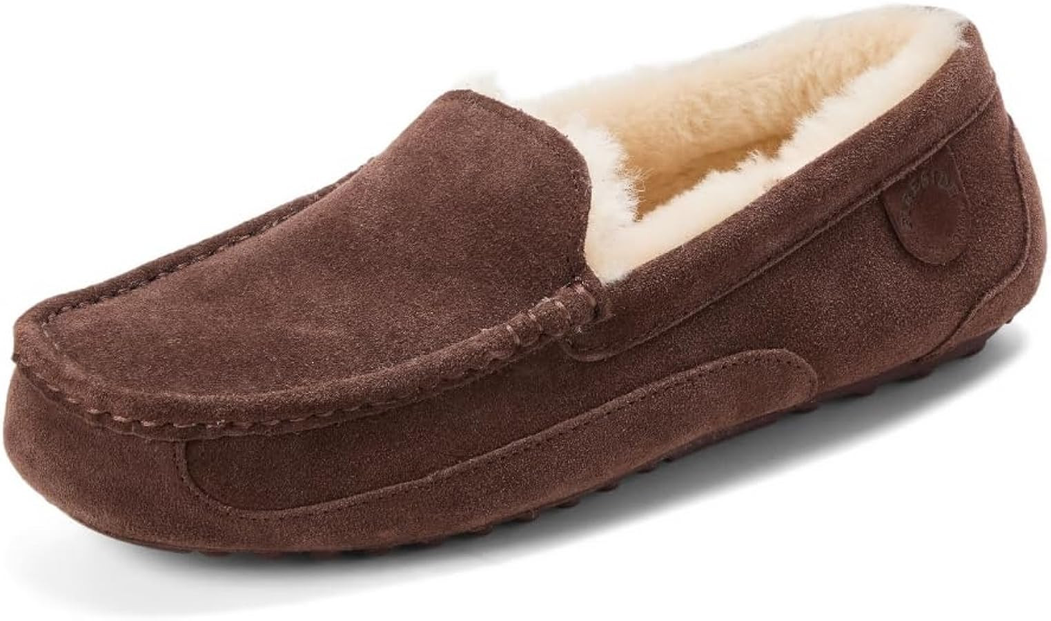 Fireside By Dearfoams Men's Melbourne Genuine Shearling Moccasin Slippers, Memory Foam Sudede Loa... | Amazon (US)