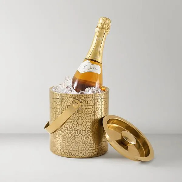 Croc Embossed Ice Bucket | Gold | Ice Bucket | Z Gallerie | 6.25"W X 6"D X 7"H | Stainless Steel | Z Gallerie