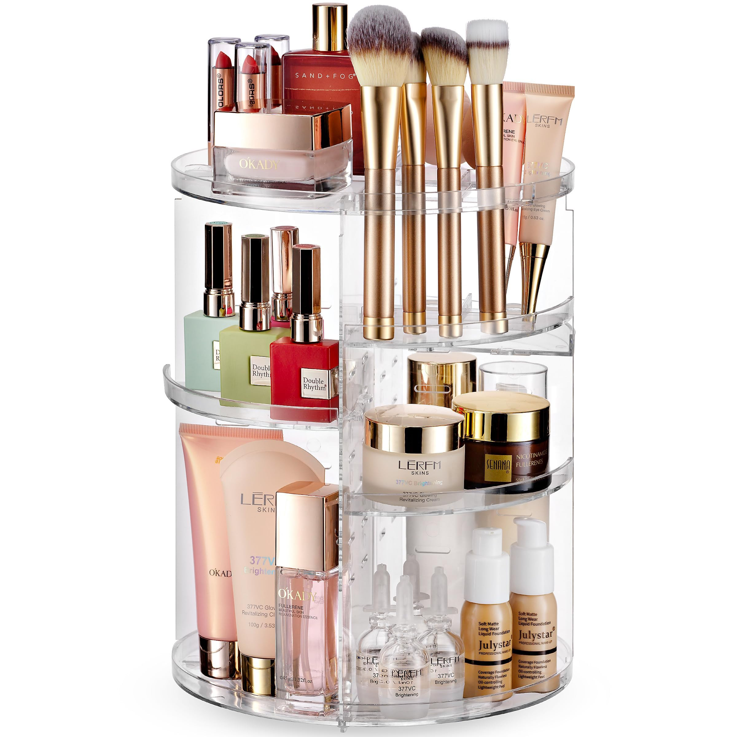 Masirs 360 Rotating Makeup Organizer Countertop - Adjustable Shelf Height - The Perfect Round Spi... | Amazon (US)