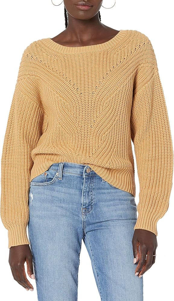 The Drop Women's Selena Cable Front Cropped Sweater | Amazon (US)