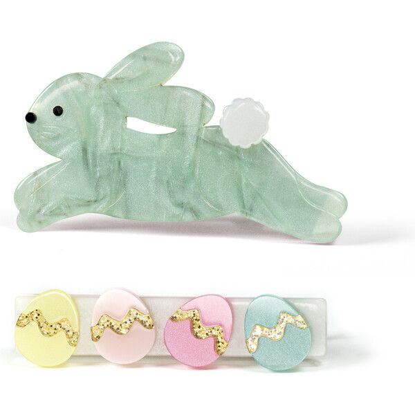 Hop Bunny Mint Easter Eggs Hair Clips, Multicolors | Maisonette
