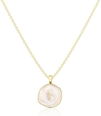 Tewiky Cross Necklace for Women-Dainty Simple 14k Gold Plated Cross Pendant Cute Necklaces for Wo... | Amazon (US)