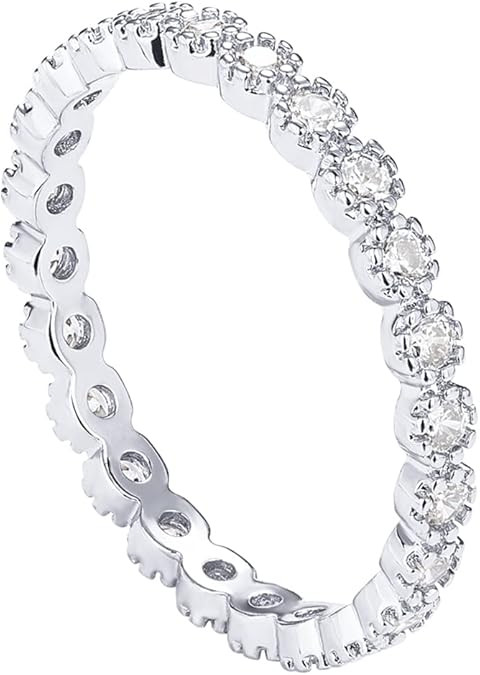 PAVOI 14K Gold Plated Rings Cubic Zirconia Band | Marquise Milgrain Eternity Bands | Gold Rings f... | Amazon (US)