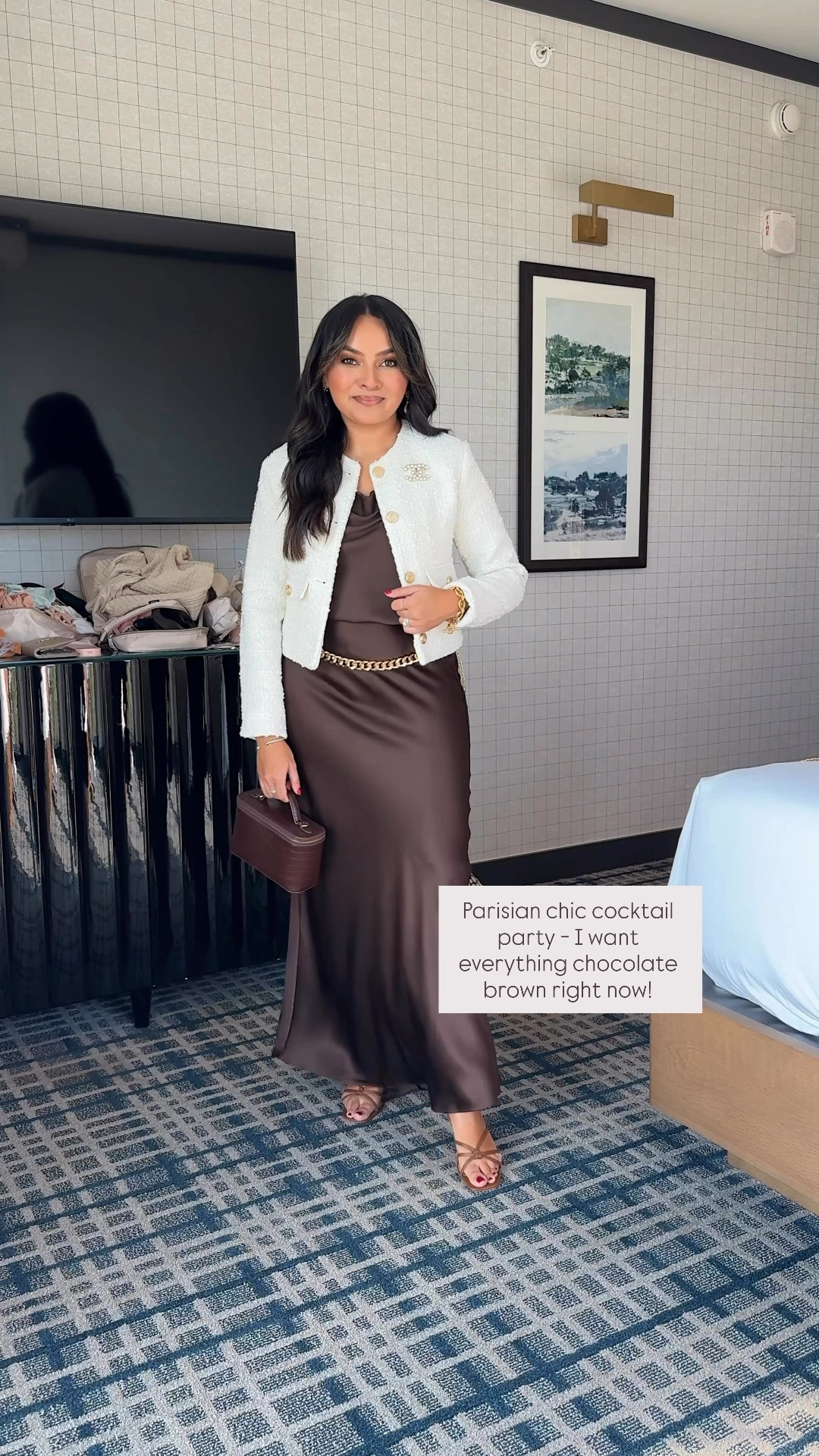 Brown tank size xs TTS 
Brown satin skirt size xs TTS
Heels are old, similar linked 
Tweed jacket is old from Abercrombie - linked similar 


#LTKWorkwear #LTKStyleTip #LTKPetite