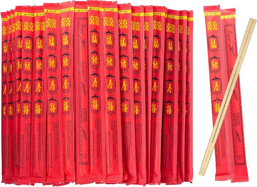 52USA Disposable Bamboo Chopsticks (100 Sets) - 9'' Long, UV Treated, Individually Wrapped Japane... | Amazon (US)