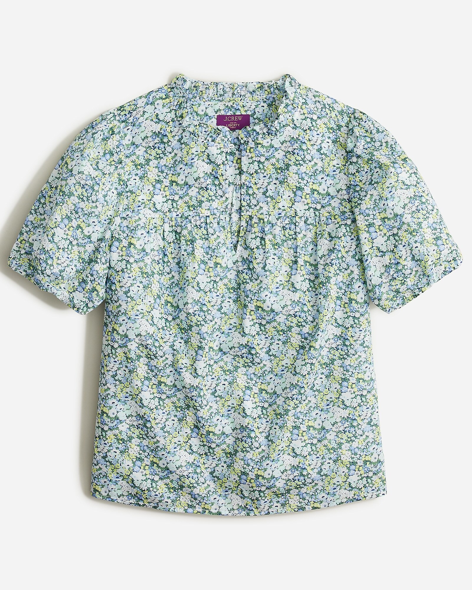 Ruffle-trim short-sleeve top in Liberty® Thorpe Hill fabric | J. Crew US