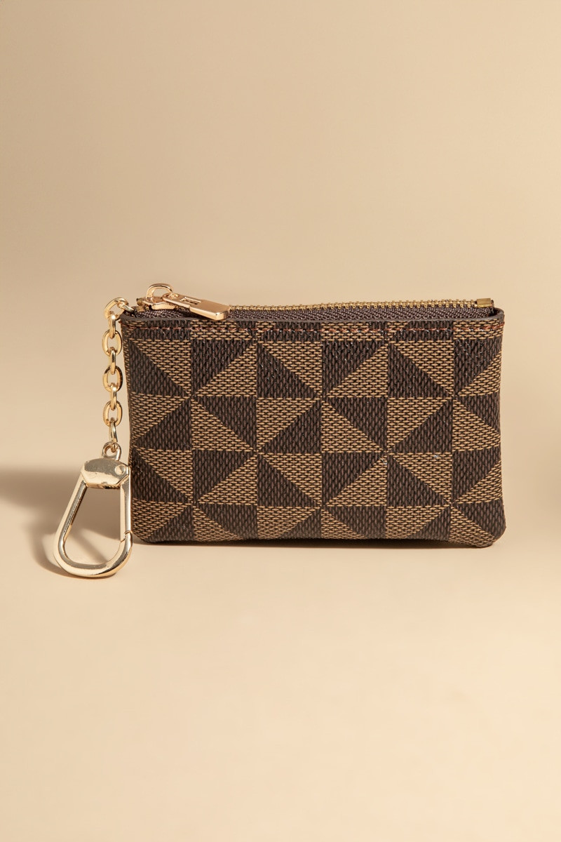 Charlotte Checkered Pouch With Key Ring | Francesca's