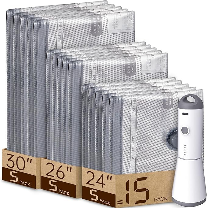 Vacbird Vacuum Bags for Travel with Rechargeable air Pump, Carry-on Size Compression Packing Bags... | Amazon (US)