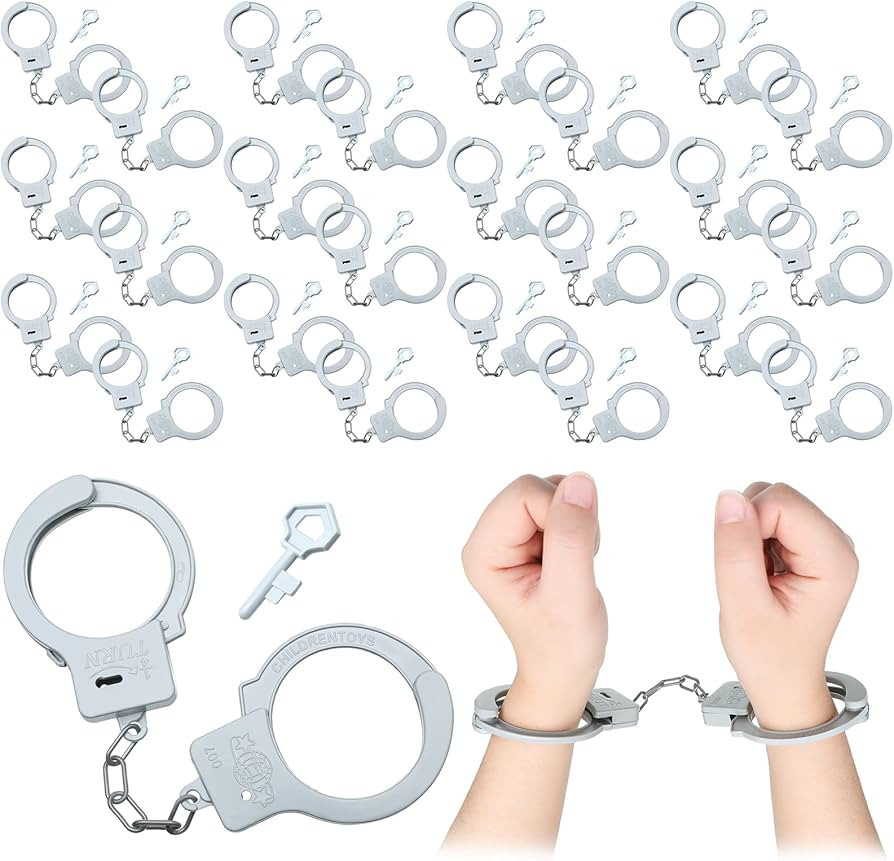 Junkin 24 Sets Plastic Handcuffs Toy with Safety Release Keys Hand Cuffs Fun Party Favor Gift for... | Amazon (US)