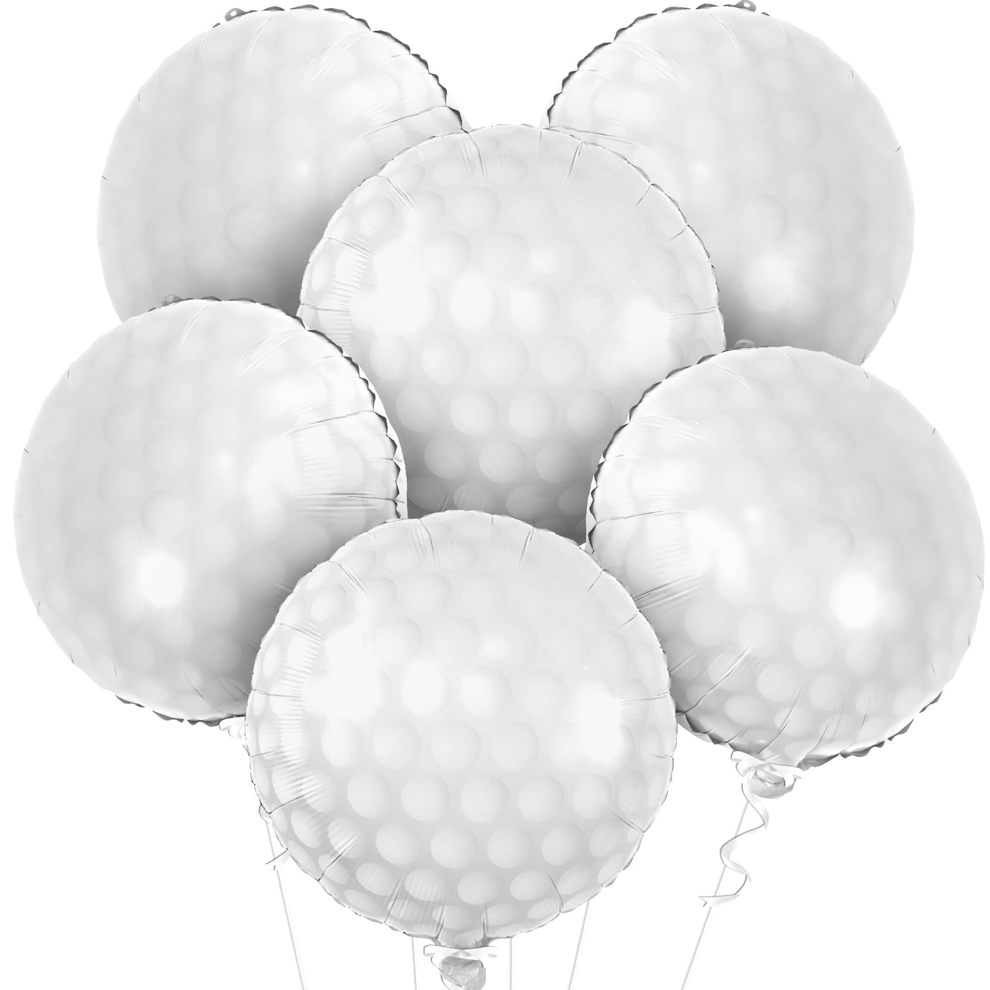 Katchon White Foil Golf Balloons - 18 Inch, Pack of 6 | Golf Ball Balloons for Hole In One Birthd... | Amazon (US)